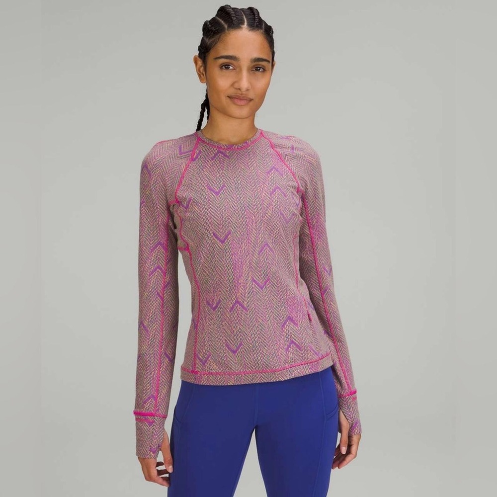 Lululemon Its Rulu Run Long Sleeve‎ Top Women's 6 Chevron Jacquard
